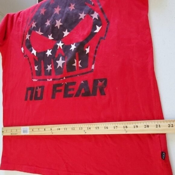 No Fear Skull Graphic Spell Out Tee Shirt XL Red Short Sleeve Cotton Top Y2K - Picture 8 of 11